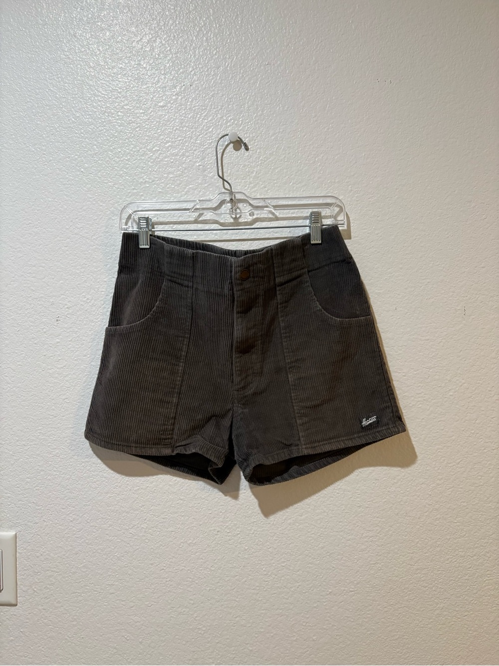 Hammies 34 High-Waist Corduroy Shorts in Charcoal - Vintage-Inspired